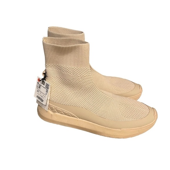 Zara STRETCHY SOCK-STYLE SNEAKER BOOTS Women’s 8.5 40 SHORT BROWN /SR19 Used - Picture 4 of 11